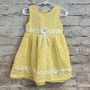 Blueberi Boulevard Yellow Eyelet Dress with Daisy Trim